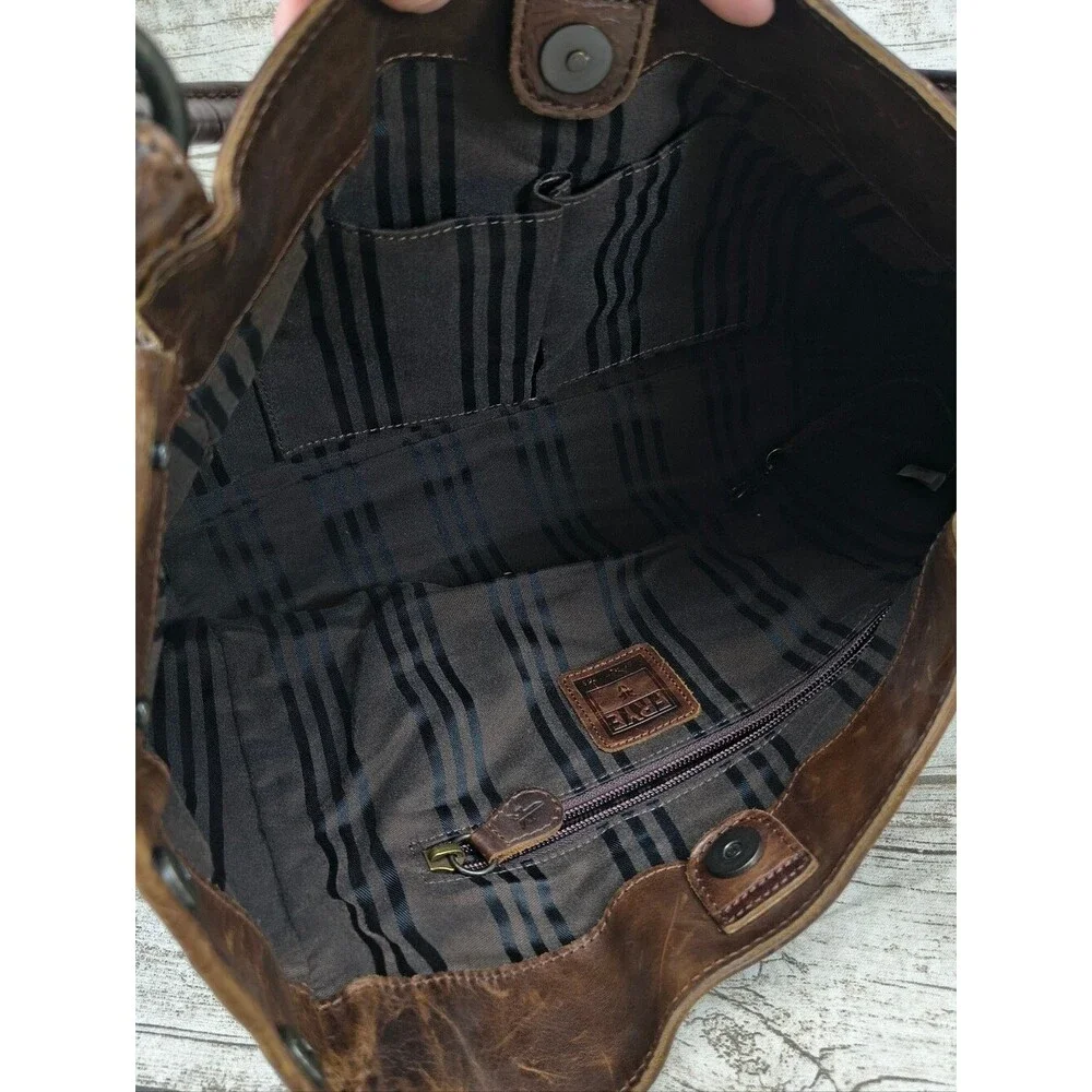 Frye Melissa Brown Distressed Leather Large Shoulder Bag